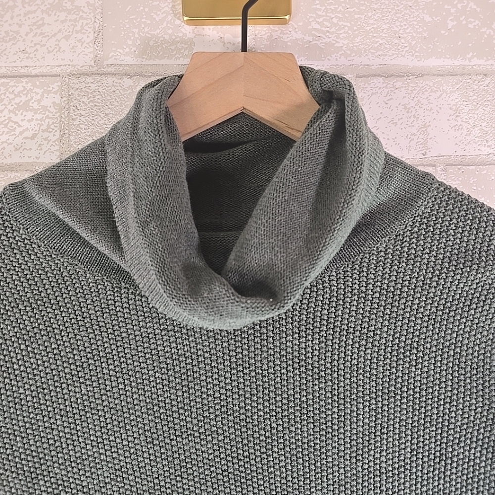 Sigrid Olsen Women’s Woven Green Pullover Sweater Button Side Cowl Neck Small - Picture 3 of 6